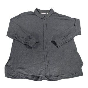 Athleta Top Womens XL Charcoal Gray Shirt Button Up Wool Viscose Comfy AVENUES
